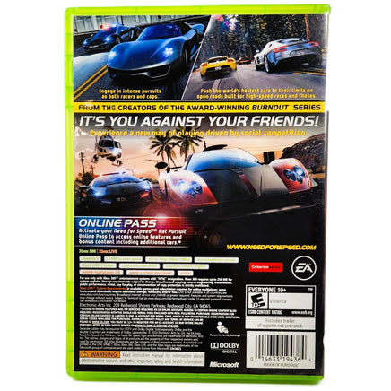 Need For Speed Hot Pursuit Xbox 360 Good - Back Cover Of Game Case