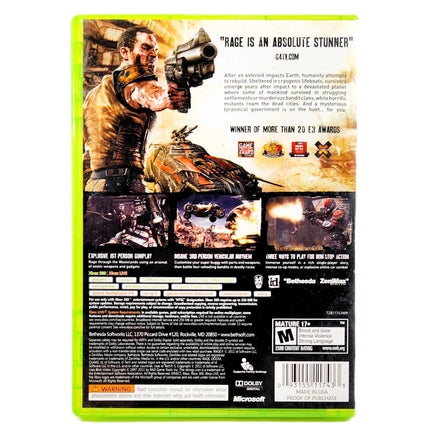 Rage Xbox 360 Good CIB - Rear Sleeve With Screenshots & Details Visible
