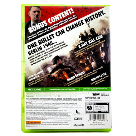 Sniper Elite V2 Silver Star Edition Xbox 360 Good CIB - Original Back Panel Layout Of Case