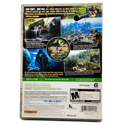 Sniper Ghost Warrior Xbox 360 Good - Game Case Rear Artwork