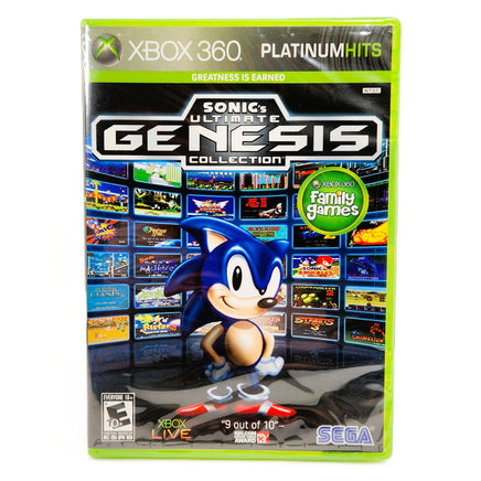 Sonics Ultimate Genesis Collection Platinum Hits Xbox 360 Brand New CIB - Front Of Original Game Case With Label Art