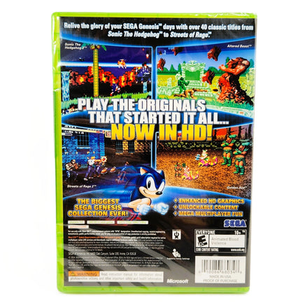 Sonics Ultimate Genesis Collection Platinum Hits Xbox 360 Brand New CIB - Full Back View Of Official Case Design