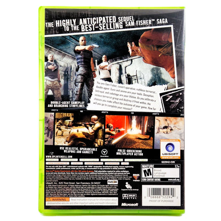 Splinter Cell Double Agent Xbox 360 Good CIB - Game Case Rear Image With Marketing Text