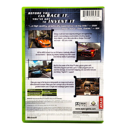 Apex Xbox Good CIB - Official Back Artwork From Retail Edition