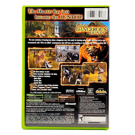 Cabela's Dangerous Hunts Xbox Good CIB - Game Case Rear Image With Marketing Text