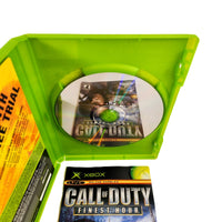 Call Of Duty Finest Hour Xbox Good CIB - Open game case showing the scratch free disc read surface