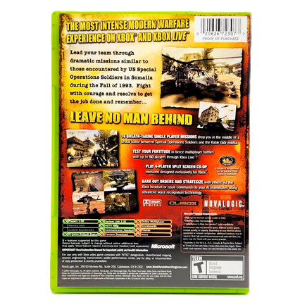 Delta Force Black Hawk Down Xbox Good - CIB Back Cover