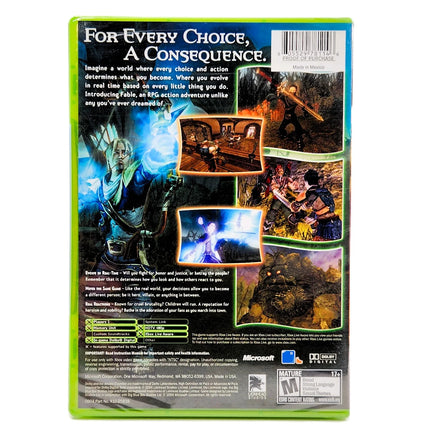 Fable Xbox Brand New CIB - Back Artwork Displayed