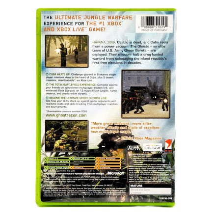 Ghost Recon Island Thunder Xbox Good CIB - Rear Sleeve Text And Artwork Shown
