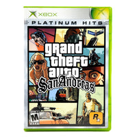 Grand Theft Auto San Andreas Platinum Hits Xbox Good CIB - Collector Front Cover Artwork Of Retail Case