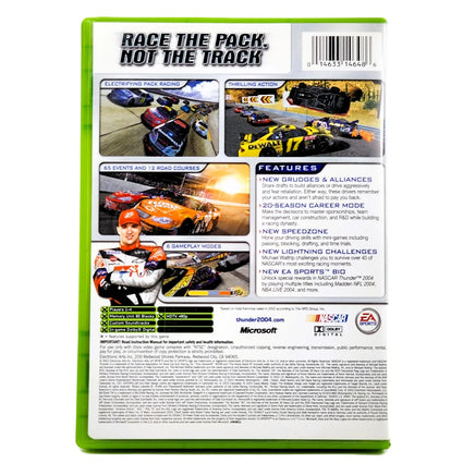 NASCAR Thunder 2004 Xbox Good CIB - Full Back View Of Official Case Design