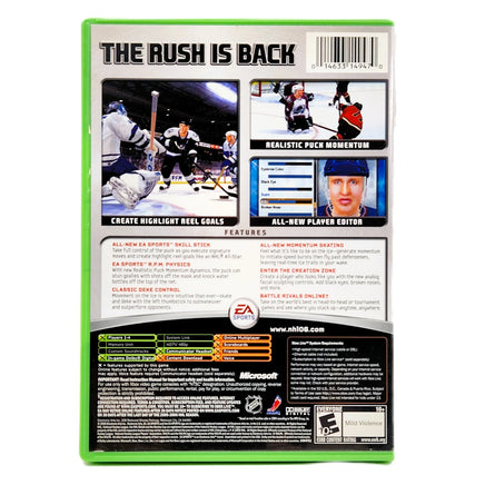 NHL 06 Xbox Good CIB - Back Cover Of Game Case