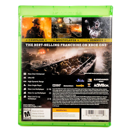 Call Of Duty WWII Xbox One Good CIB - Game Case Back Design Showing Description Area