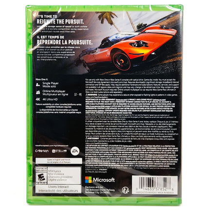 Need For Speed Hot Pursuit Remastered Xbox One Brand New - Game Case Rear Artwork