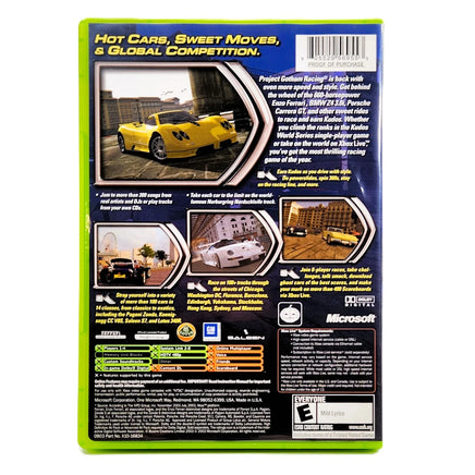 Project Gotham Racing 2 Xbox Good CIB - Jewel Case Back Cover