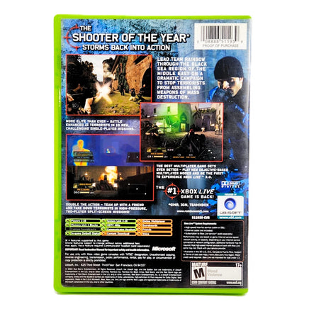 Rainbow Six 3 Black Arrow Xbox Good CIB - Back Of Game Case