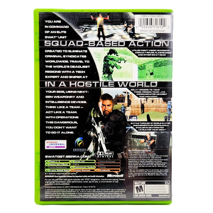 Swat Global Strike Team Xbox Good CIB - Game Case Rear Image With Marketing Text