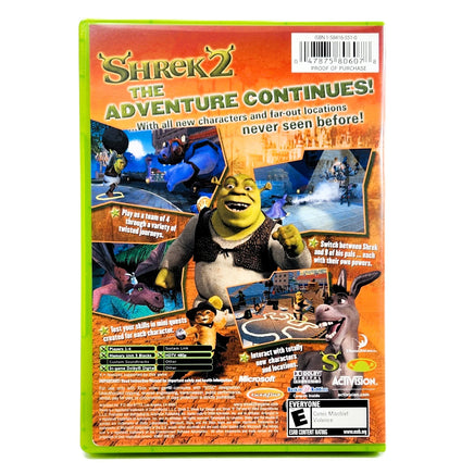 Shrek 2 Xbox Very Good CIB - Back Of Retail Game Box