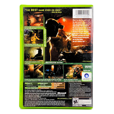 Splinter Cell Chaos Theory Xbox Good CIB - Official Back Artwork From Retail Edition