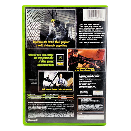 Splinter Cell Xbox Good CIB - Game Case Back Design Showing Description Area