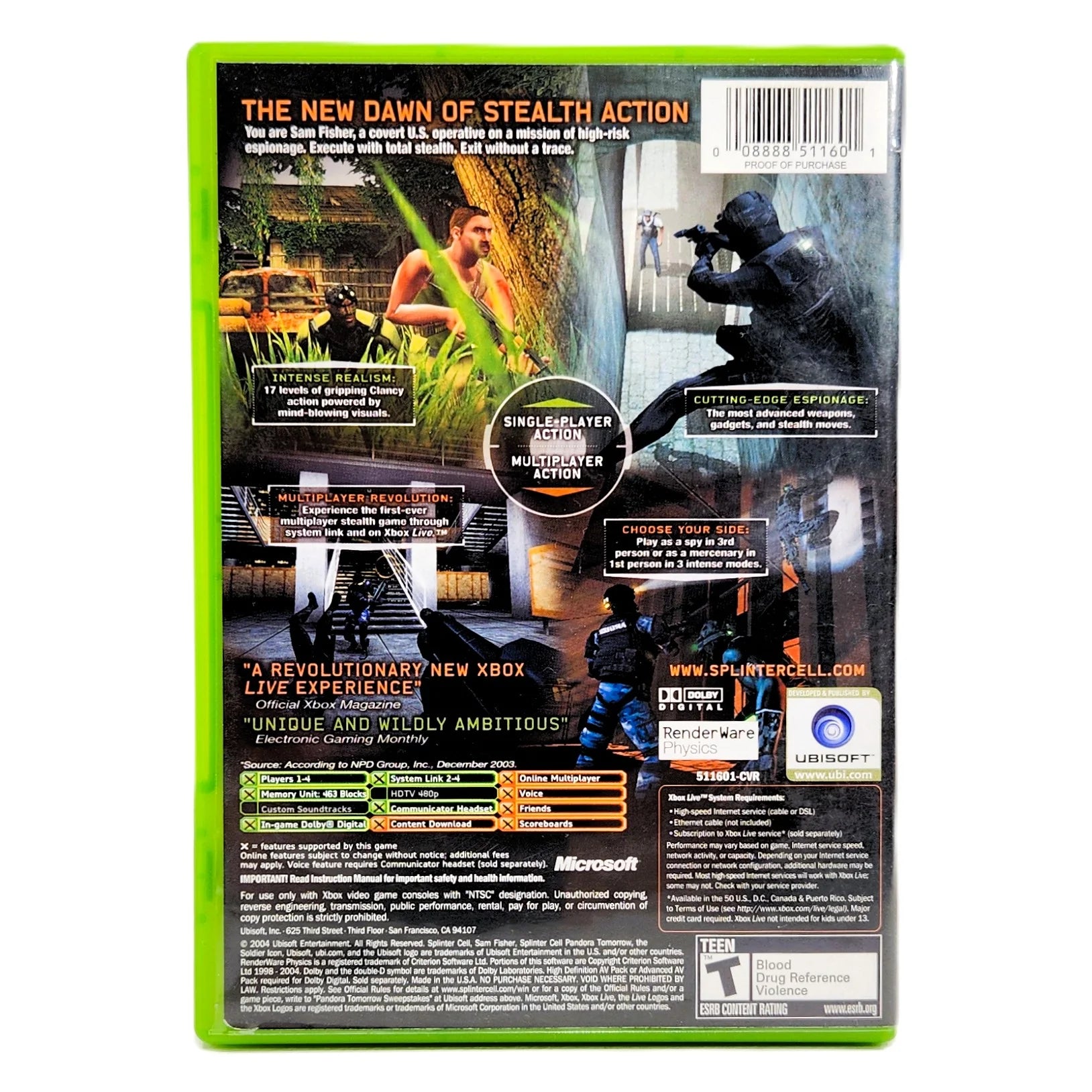 Splinter Cell: Pandora Tomorrow - Black Label | Xbox Game| Retro