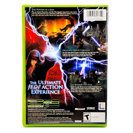 Star Wars Episode III Revenge Of The Sith Xbox Like New CIB - Full Back View Of Official Case Design