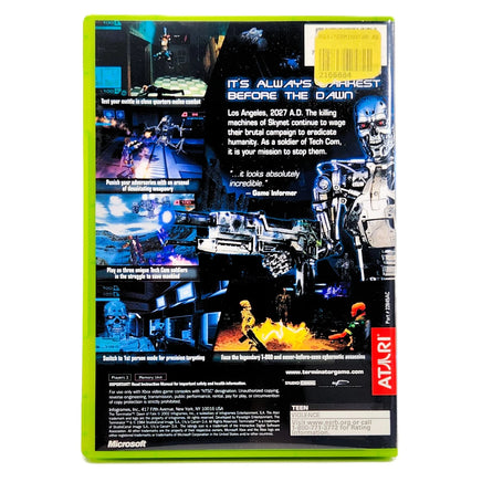 Terminator Dawn Of Fate Xbox Good CIB - Back Cover Of Game Case