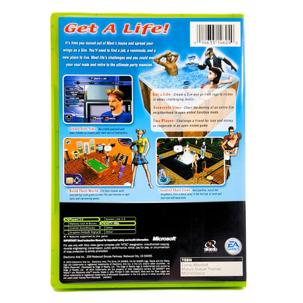 The Sims Xbox Very Good CIB - Back Cover Art Shown