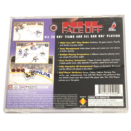 NHL Faceoff Playstation 1 Good - Back Of Game Case